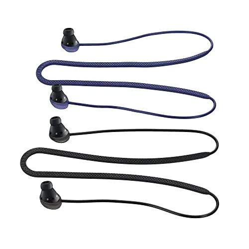 kwmobile 2x Halteband für Samsung Galaxy Buds Pro - Schwarz Blau, sicherer Halt um den Hals und ideal für Sport und Alltag