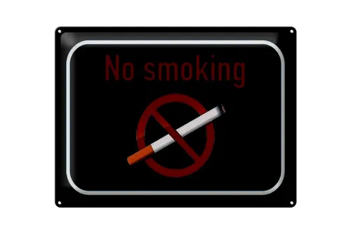 Femer GmbH Metallschild Hinweis 40x30cm No smoking Rauchverbot schwarzes Schild, (1 St), gewölbte Oberfläche, abgerundete Ecken, umgeschlagene Kanten