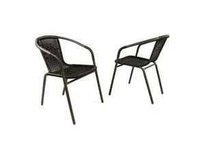 VCM 2er Set Bistrostuhl - Stapelstuhl für Balkon & Garten - Gartenstühle im französischen Bistro-Stil, stapelbar und ideal für Balkon oder Terrasse. Genießen Sie mediterranes Flair mit diesen eleganten Rattanstühlen.