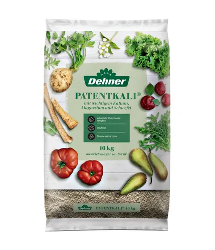 Dehner Gartendünger Patentkali® 10 kg für Gartenpflanzen - Hochwertiger Dünger für ca. 150 qm, ideal für die Förderung von kräftigem Blattgrün. Perfekt für alle Gartenpflanzen und einfach in der Anwendung.