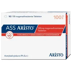 Ass Aristo 100 mg Magensaftresistente Tabletten - Arzneimittel zur Vorbeugung von Blutgerinnseln, reduziert das Risiko von Herzinfarkt und Schlaganfall mit magensaftresistentem Überzug für schonende Einnahme.