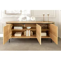 Riess-Ambiente Sideboard ATELIER 160 cm in Natur/Schwarz – Modernes Design mit 4 geschlossenen Fächern - Stylisches Sideboard in Eichen-Optik mit kompakten Maßen. Ideal für Wohnzimmer und bietet viel Stauraum. Setze individuelle Akzente mit diesem hochwertigen Möbelstück.