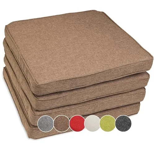 sunnypillow Stuhlkissen 4er Set BALI - Wasserdicht und UV-beständig - Elegantes 4er Set Stuhlkissen in Braun, ideal für den Außenbereich. Mit wasserabweisendem Material und UV-Schutz für dauerhafte Nutzung im Freien.