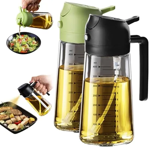 TrendPlain 16oz Ölsprüher für Speiseöl – 2-in-1 Ölspender und Ölsprüher - Multifunktionaler Ölsprüher aus hochwertigem Glas für präzise Ölkontrolle: Ideal zum Kochen, Grillen und für Salate – gesund und geruchsneutral.