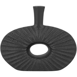 Beliani Dekovase, Schwarz, Stein, Mode, 24 cm, Dekoration, Vasen, Keramikvasen
