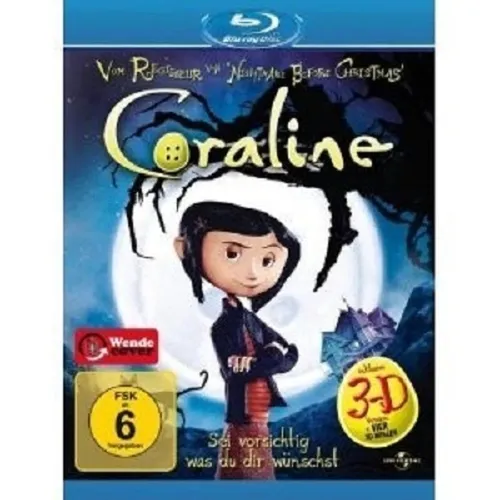 Coraline (inkl. 3D Version + vier 3D-Brillen) [Blu-ray] - Familienfreundlicher Animationsfilm, Freigegeben ab 6 Jahren, inklusive 3D Version und vier 3D-Brillen für ein gemeinsames Filmerlebnis.