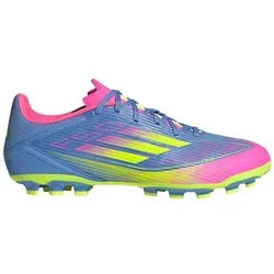 adidas F50 LEAGUE 2G-3G AG Fußballschuhe Herren in blue fusion-lucid lemon-lucid pink, Größe 44 2/3 - Fußballschuhe mit passgenauer Tunnelzunge für sicheren Sitz; weiches Fiberskin-Obermaterial bietet Flexibilität und Komfort, ideal für schnelle Spieler auf Kunstrasen.