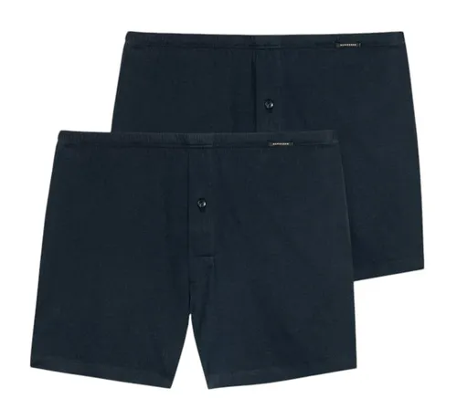 Schiesser Singel-Jersey Boxershorts 2er Pack Dunkelblau - Herren-Boxershorts aus hochwertigem Single-Jersey mit Eingriff und elastischem Bund für optimalen Tragekomfort.