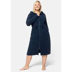 Sheego Bademantel Große Größen - Langform in Blau - Bademantel in Langform aus einem bequemen Baumwoll-Mix, ideal für große Größen 56/58. Leichte Frottee-Qualität für angenehmen Tragekomfort, perfekt für entspannte Tage.