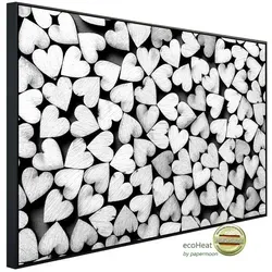 Papermoon Infrarotheizung INFRAROT-BILD-HEIZUNG, Herzen Schwarz & Weiß, TÜV-Rheinland/GS zertifiziert, angenehme Strahlungswärme 120 cm x 60 cm x 3 cm