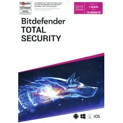 Bitdefender Total Security - 1 Gerät, 18 Monate, PC, Mac, iOS, Android, umfassender Schutz vor Viren und Bedrohungen mit VPN und Ransomware-Schutz