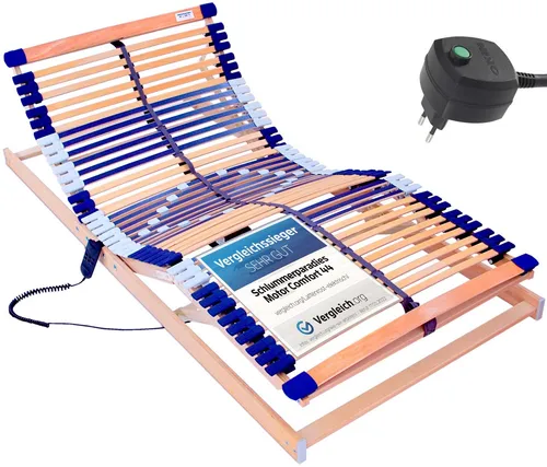 Elektrischer Lattenrost 100% BUCHE - Kopf- und Fußteil elektrisch verstellbar, 7 Zonen mit Schulterfräsung und 44 Federleisten, extrem stabil bis 180kg, made in Germany