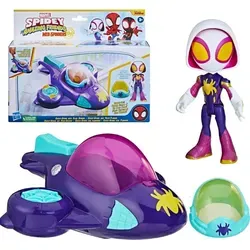 HASBRO - Spider-Man Spidey und seine erstaunlichen Freunde mit Flugzeug - Spielfiguren-Set mit 10 cm großer Ghost-Spider und ihrem Glide Spinner Fahrzeug. Ideal für kreative Abenteuer und stundenlangen Spielspaß für Kinder ab 3 Jahren.
