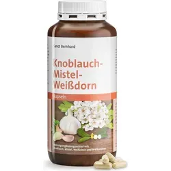 Sanct Bernhard Knoblauch-Mistel-Weißdorn – 480 Kapseln - Nahrungsergänzungsmittel mit Knoblauch, Mistel und Weißdorn, unterstützt die Herzfunktion und den Energiestoffwechsel durch wertvolle B-Vitamine.