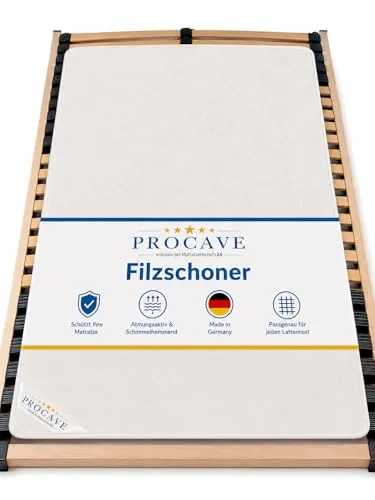 PROCAVE | Hochwertiger Filzschoner für Lattenrost | Schützende Matratzenunterlage 80x160 cm | Atmungsaktiver Matratzenschoner aus Nadelfilz | Made in Germany