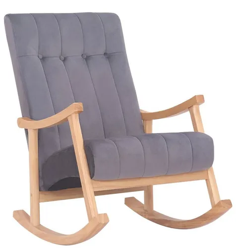 TPFLiving Schaukelstuhl Sarti - Bequemer Samt Relaxstuhl - Schaukelstuhl Sarti mit hochwertig gepolsterter Samtsitzfläche und stabilem Kautschukholzgestell. Genießen Sie höchsten Komfort und ein stilvolles Ambiente in Ihrem Zuhause.