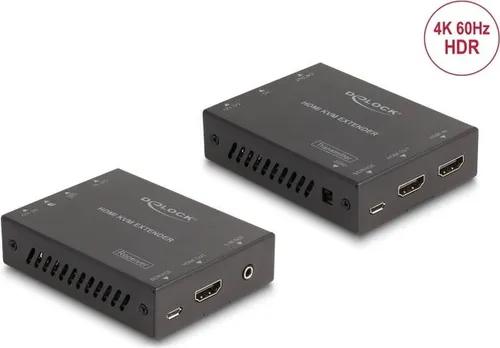 DELOCK HDMI KVM Extender Set über Cat.6 - KVM Extender für HDMI über Cat.6, unterstützt 4K bei 60 Hz bis 70m - ideal für professionelle Setups.