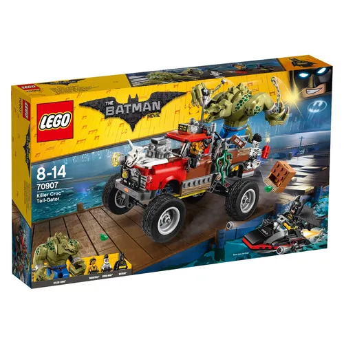LEGO Batman Movie Killer Croc's Truck 70907 - Lego Set zur spannenden Verfolgungsjagd mit BatmanTM, Killer CrocTM und weiteren Figuren. Enthält ein riesiges Fahrzeug mit großen Rädern, Federung und Batmans Batski mit Shootern. Ideal für Kinder ab 8 Jahren.