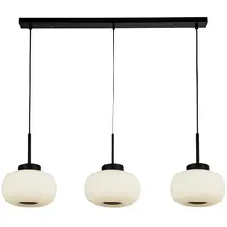 Lumina 3-flammige Pendelleuchte schwarz Glasschirme weiß geriffelt E27