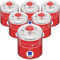 EVOCAMP Gaskartusche 6x Propan Butan 450g - Ideal für Weber Grills - Gaskartuschen für Weber Grills Q100-1200-Serien, 6 Stück, mit Schraubventilkartusche für sicheres Grillen und Camping.