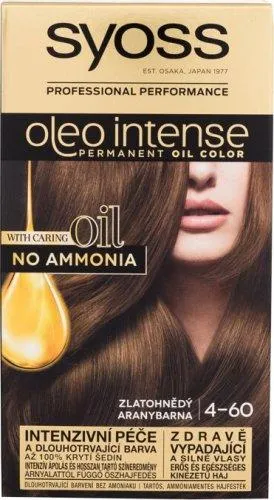 Syoss Oleo Intense Permanent-Haarfarbe 4-60 Gold Brown - Haarfarbe für Damen, pflegt und spendet Feuchtigkeit, sorgt für leuchtenden Glanz und intensive Farbnuance, einfach zu Hause anzuwenden, ohne Ammoniak.