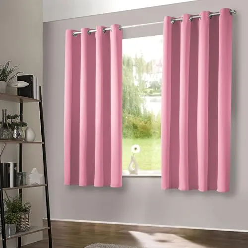 heimtexland ® Thermo-Verdunklungsgardinen Rosa, 1 Paar - Hochwertige Ösenschals in Rosa, 145x135 cm - blickdicht, wärmeisolierend und schalldämmend für ein gesundes Wohnklima. Pflegeleicht und ideal für edles Ambiente.