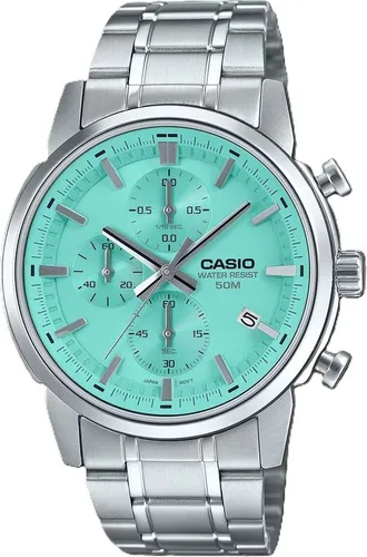 Casio CHRONO DATE SILVER AQUA Herrenuhr - Chronographen mit Edelstahlarmband, wasserdicht bis 5 atm und Stoppuhrfunktion – perfekt für stilbewusste Männer!
