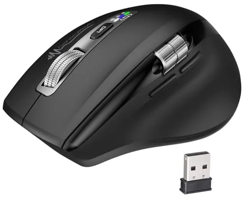 GeneralKeys Maus, Bluetooth: Multi-Device-Maus mit Speed- & Daumen-Mausrad, Silent-Tasten, kabellos (Mouse, Bluetooth, Computermaus kabellos, PC)