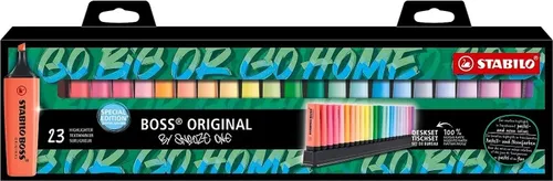 STABILO BOSS ORIGINAL - 23er Tischset - Snooze One Edition - Textmarker-Set mit 9 Leucht- und 14 Pastellfarben, ausgestattet mit Anti-Dry-Out Technology für 4 Stunden Schutz vor Austrocknen - ideal für kreative Projekte und Notizen.