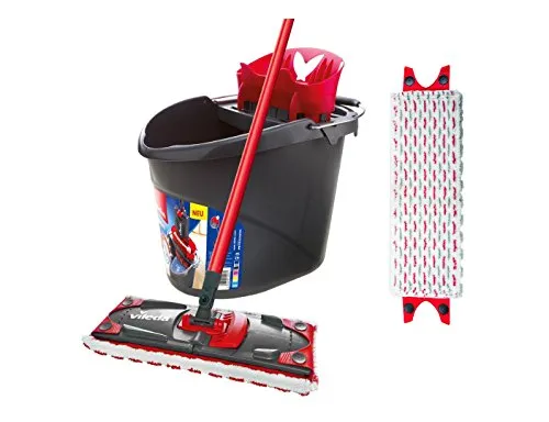 Vileda Bodenwischer UltraMax 2in1 mit Eimer und PowerPresse - Nass- & Trockenmopps für den Haushalt, mit PowerPresse für müheloses Auswringen ohne Bücken – ideal für alle Hartböden!
