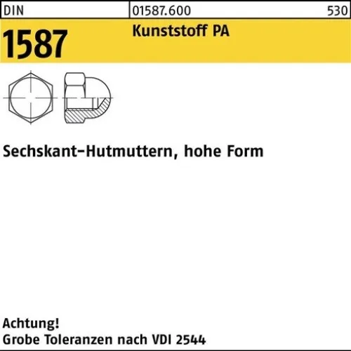 100er PACK(Stk)  001587800000040000 Sechskanthutmutter DIN 1587 M 4 Polyamid nat