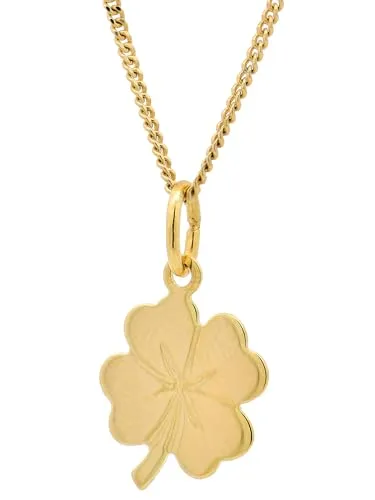 Anhänger Kleeblatt mit massiver Goldkette 1,1 mm 333-8 Karat Gold - Ketten für Damen, edle Juwelier Qualität aus Deutschland mit traditioneller Handwerkskunst und einem glücksbringenden Kleeblatt-Anhänger.