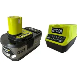 Ryobi 18 V Akku Starterset 4,0 Ah - Ladegeräte für RYOBI 18 V ONE+ System; Hohe Lebensdauer und Laufzeit durch Lithium+ Technologie, inkl. Schnellladegerät mit Ladestandsanzeige.