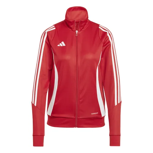 adidas Performance Tiro 24 Trainingsjacke Damen, Bequem in Rot - Trainingsbekleidung mit AEROREADY-Technologie für optimalen Feuchtigkeitstransport, ideal für sportliche Aktivitäten und bequemes Tragen.