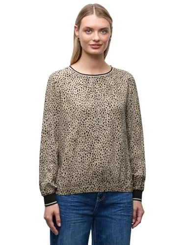 Street One Damen 3412326 Leo Bluse mit Tapedetails - Damenbluse im angesagten Animal Print mit elastischem Saum und trendigen Tapedetails. Ideal für lässige Looks und vielseitig kombinierbar.