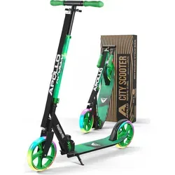 Apollo Phantom Pro City Scooter - Faltbarer Tretroller mit XXL-Rädern - Roller / Kickboards - Der Apollo Phantom Pro bietet XXL LED Wheels für nächtlichen Fahrspaß, ist höhenverstellbar und ideal für Pendler, die flexibel durch die Stadt cruisen möchten.