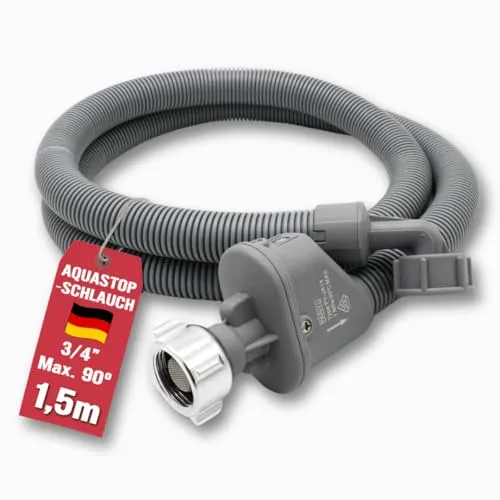 ELECTROHOGAR Aquastop Schlauch 1,5M für Waschmaschinen - Ablaufschlauch für Waschmaschinen mit fortschrittlicher Wasserstopp-Technologie, die Leckagen erkennt und Schäden verhindert. VDE-geprüft für höchste Sicherheit und lange Lebensdauer.