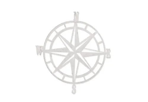 Loberon Windrose Bianco - Edler Wandschmuck im Hamptons-Look - Wandskulpturen aus Eisen mit antikem Finish, verleihen Ihrem Zuhause eine maritime Note und stilvolle Eleganz.