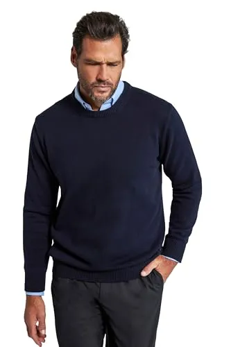 JP 1880 Herren große Größen Übergrößen Menswear L-8XL Pullover, runder Ausschnitt, JP1880-Stick, Baumwolle dunkel Marine XL 708261730-XL