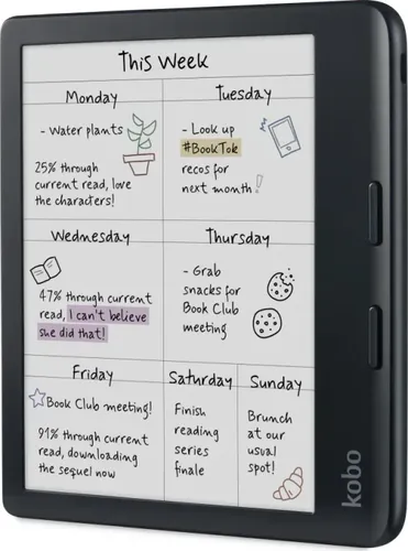 Kobo Libra Colour Schwarz - Farbdisplay für lebendige Buchumschläge, wasserbeständig und mit ComfortLight Pro für augenschonendes Lesen