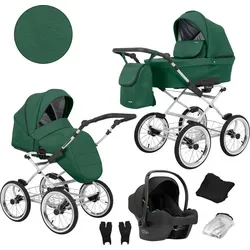 Kinderwagen ROMANTIC 3-in-1 Sportwagen mit Babyschale - Grau - Vielseitiger 3-in-1 Kinderwagen mit stabiler Stahlrahmenkonstruktion, verstellbarer Rückenlehne und großen aufblasbaren Rädern für komfortable Spaziergänge auf jedem Terrain.
