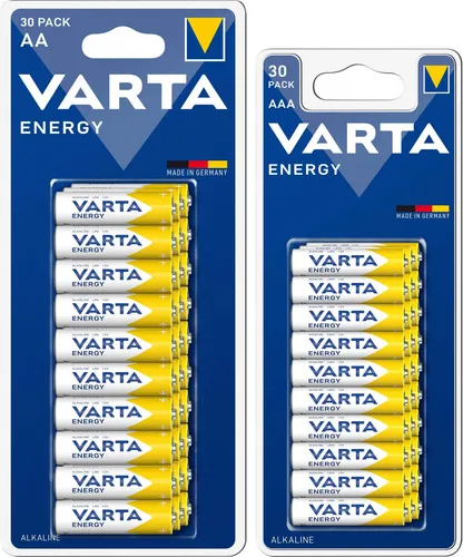 Batterien VARTA Energy Alkaline, je 30 x Mignon AA LR06 + Micro, AAA, LR03, 1.5V 60 x