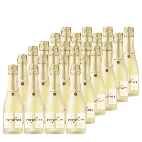 Freixenet Carta Medium Dry (24 x 0,2 l) – Sparkling Wine aus Spanien mit Pfirsich- und Honignoten, aus Macabeo und Chardonnay, trocken-fruchtig – Für unterwegs, als Aperitif oder Mini-Geschenk