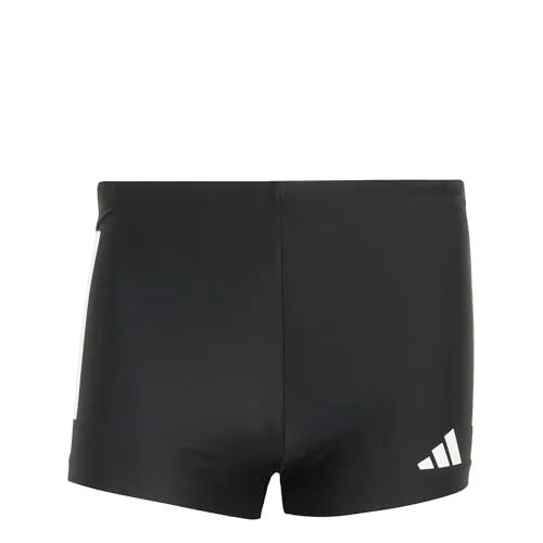 adidas Herren 3 Stripes Swim Boxers - Schwarz/Weiß, L-XL - Badehosen mit elastischem Bund und Kordelzug für optimalen Sitz, aus 78% recyceltem Polyamid für umweltbewusste Schwimmer.