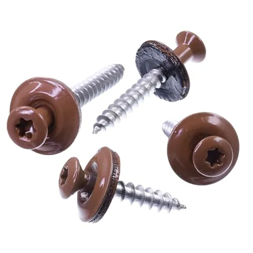 SECCARO Spenglerschraube 4,5 x 45 mm, RAL 8004 kupferbraun, Edelstahl A2, EPDM-Dichtscheibe 15 mm, TX/Innensechsrund, 100 Stück