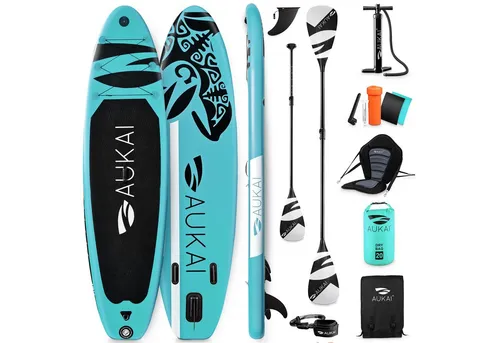 Aukai SUP-Board PRO 320cm - Aufblasbares Stand-Up Paddle Set mit Kajak-Sitz - SUP-Board mit 320cm Länge und 80cm Breite, ideal für Anfänger und Profis. Inklusive Kajak-Sitz für maximalen Komfort und 5 Jahre Garantie. Perfekt für Paddeln, Yoga und mehr!