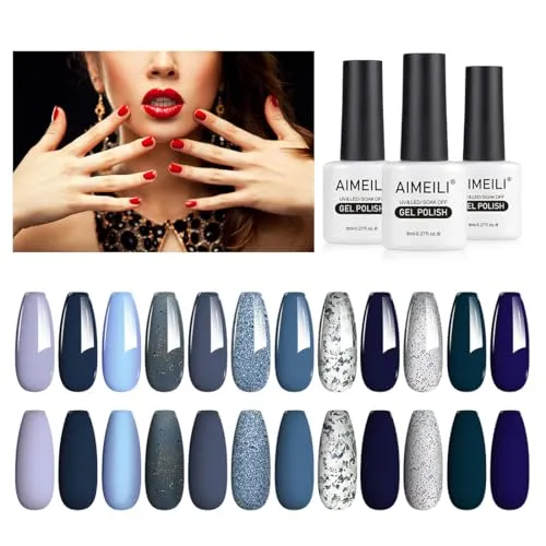 AIMEILI Gel Nagellack UV LED Gellack Farben Set 12 pcs 8ml Soak Off Nägel Farbgel Kit 13