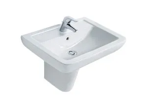 Waschtisch Base Cubo 60 cm x 46 cm - modernes Waschbecken in Weiß - Waschbecken, frisches Design mit klaren Linien, ideal für Badezimmer und Gäste-WC, einfache Montage und robustes Material.