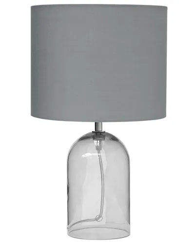 BELIANI Tischlampe Grau Rauchglas 44 cm - Minimalistisches Design - Klassische Tischleuchten mit edlem Rauchglasfuß und Stoffschirm. Sorgt für gemütliches Licht und passt perfekt in jedes Wohn- und Arbeitszimmer.