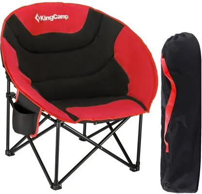 KINGCAMP MoonChair L Camping Klappstuhl - Falt Sessel für Garten und Outdoor - Camping-Möbel mit Getränkehalter und praktischer Rückentasche für Utensilien, ideal für entspannte Stunden im Freien.